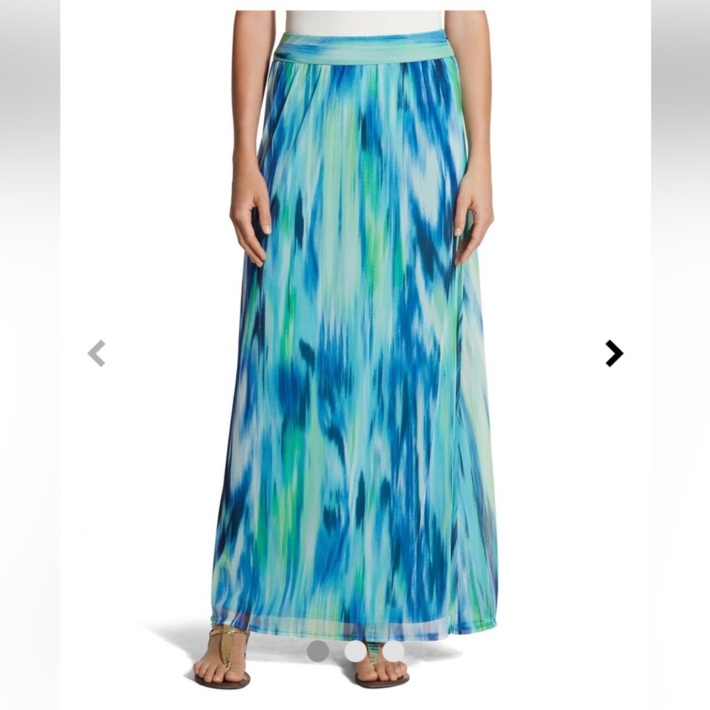 Chico’s Watercolor Print Maria Maxi Skirt Size 1